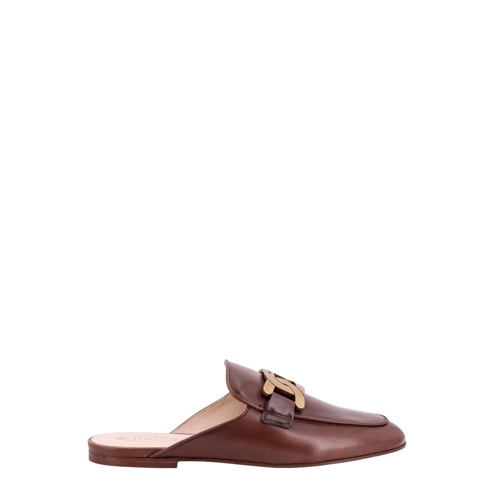 TOD'S Bruine Leren Sandalen met Metalen Detail Brown Dames