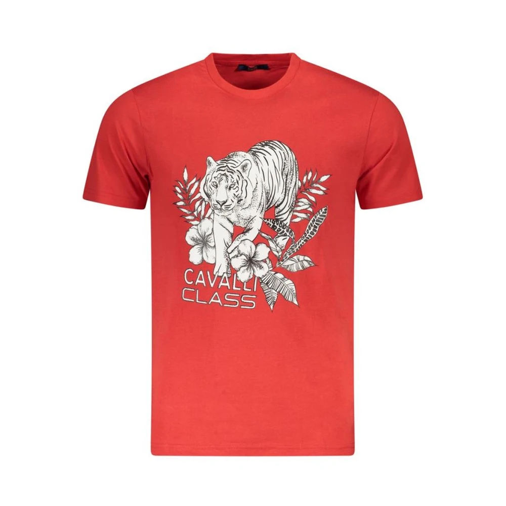 Cavalli Class Men's Red Tiger Print T-Shirt