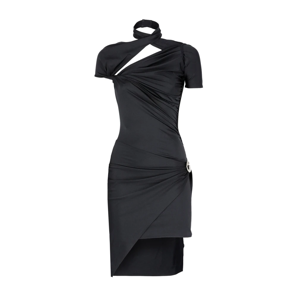 Coperni Zwarte elastane jurk met uitsnijdingen Black Dames