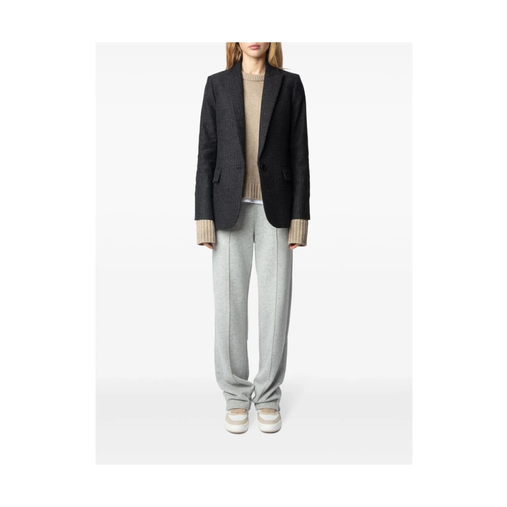 Zadig & Voltaire Antracietgrijze Jas met Voorknopsluiting Gray Dames