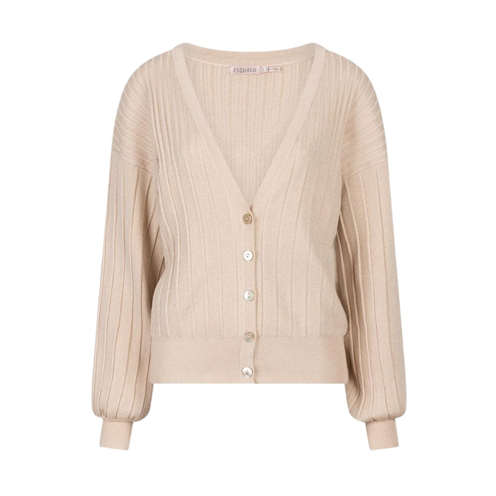 Esqualo Rib Lurex Vest Licht Zand Beige Dames