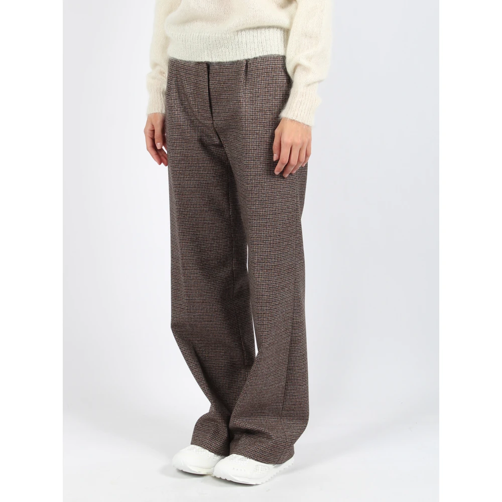 Nine In The Morning Houndstooth Wollen Broek Brown Dames