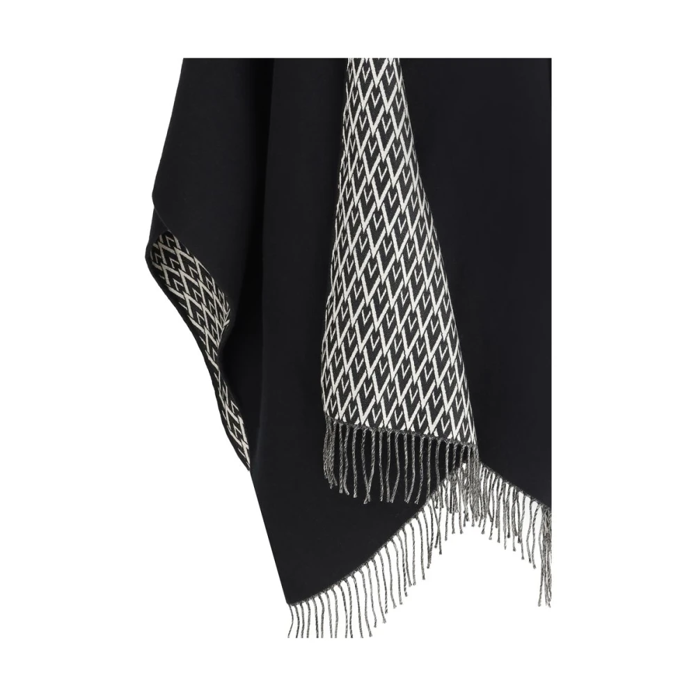 Valentino Garavani Monochrome Wollen Poncho met VLogo Design Black Dames