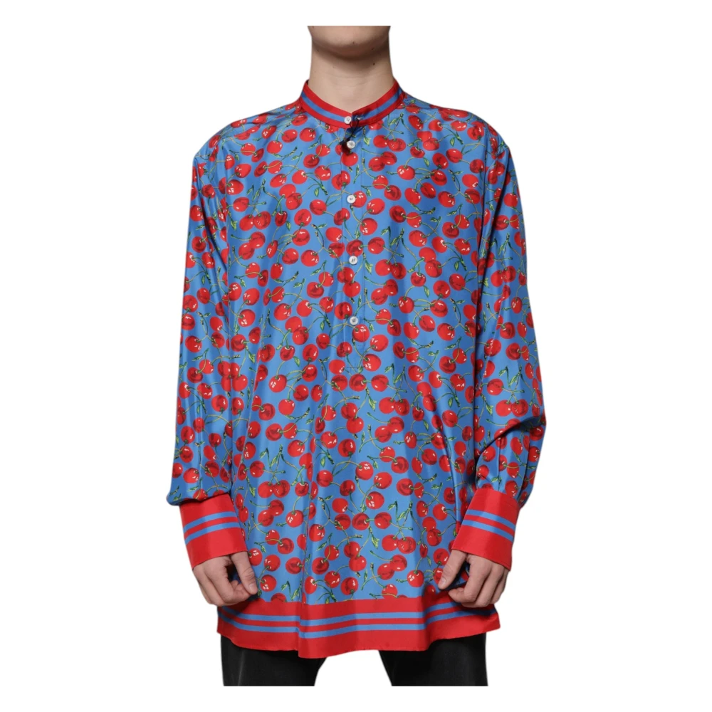 Dolce & Gabbana Men's Cherry Silk Button Down Shirt