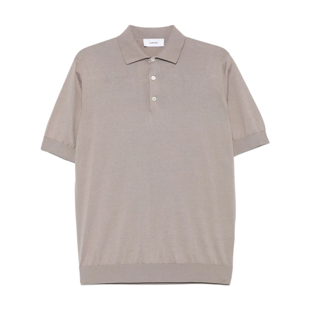Lardini Beige Katoenen Poloshirt met Knopen Gray Heren