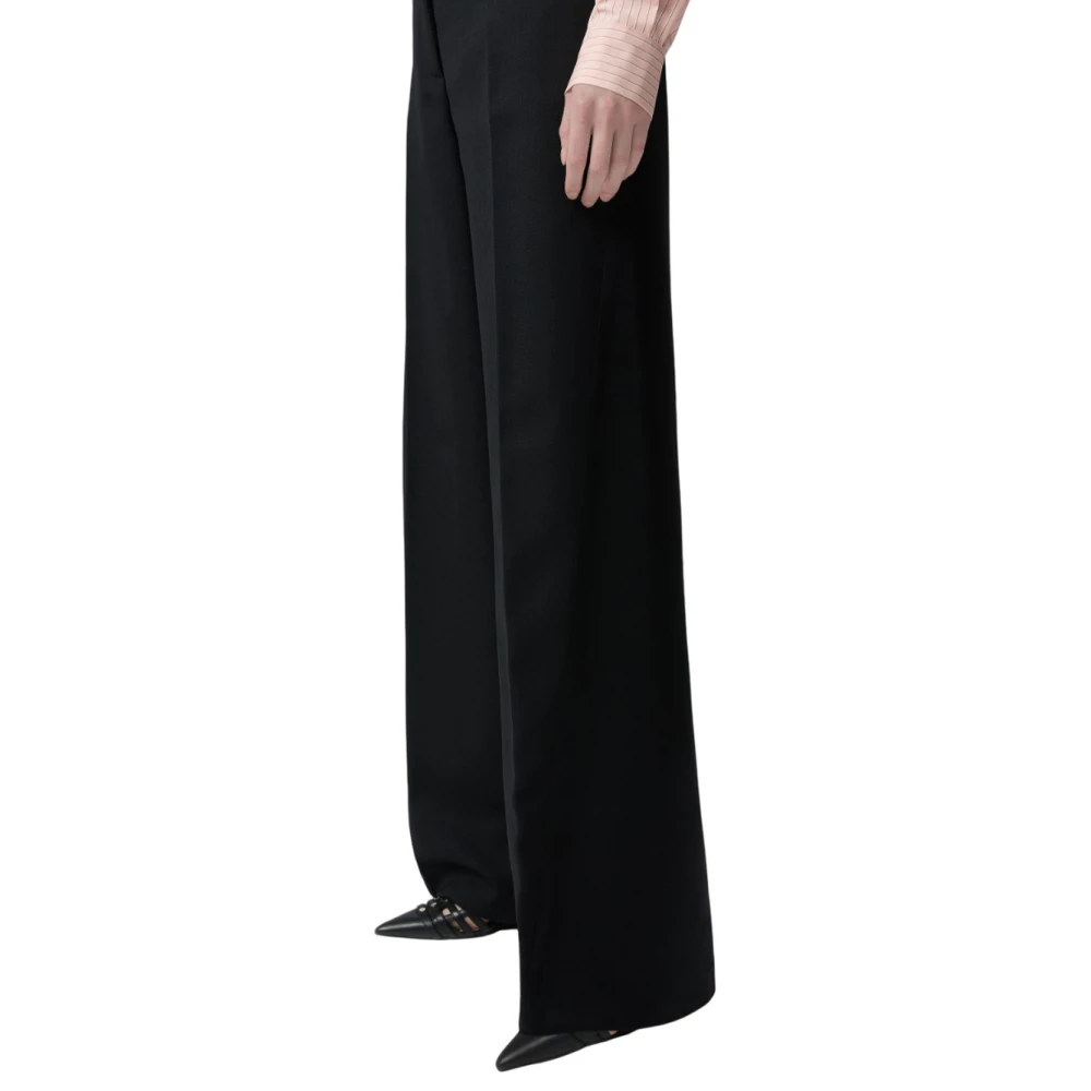 pinko Wijde Pijp Wollen Broek Black Dames