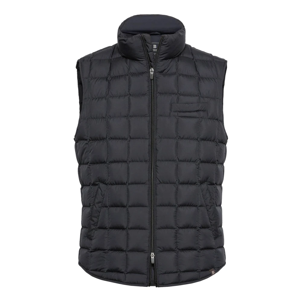 Boggi Milano Gilet van technische stof met ganzen dons Blue Heren