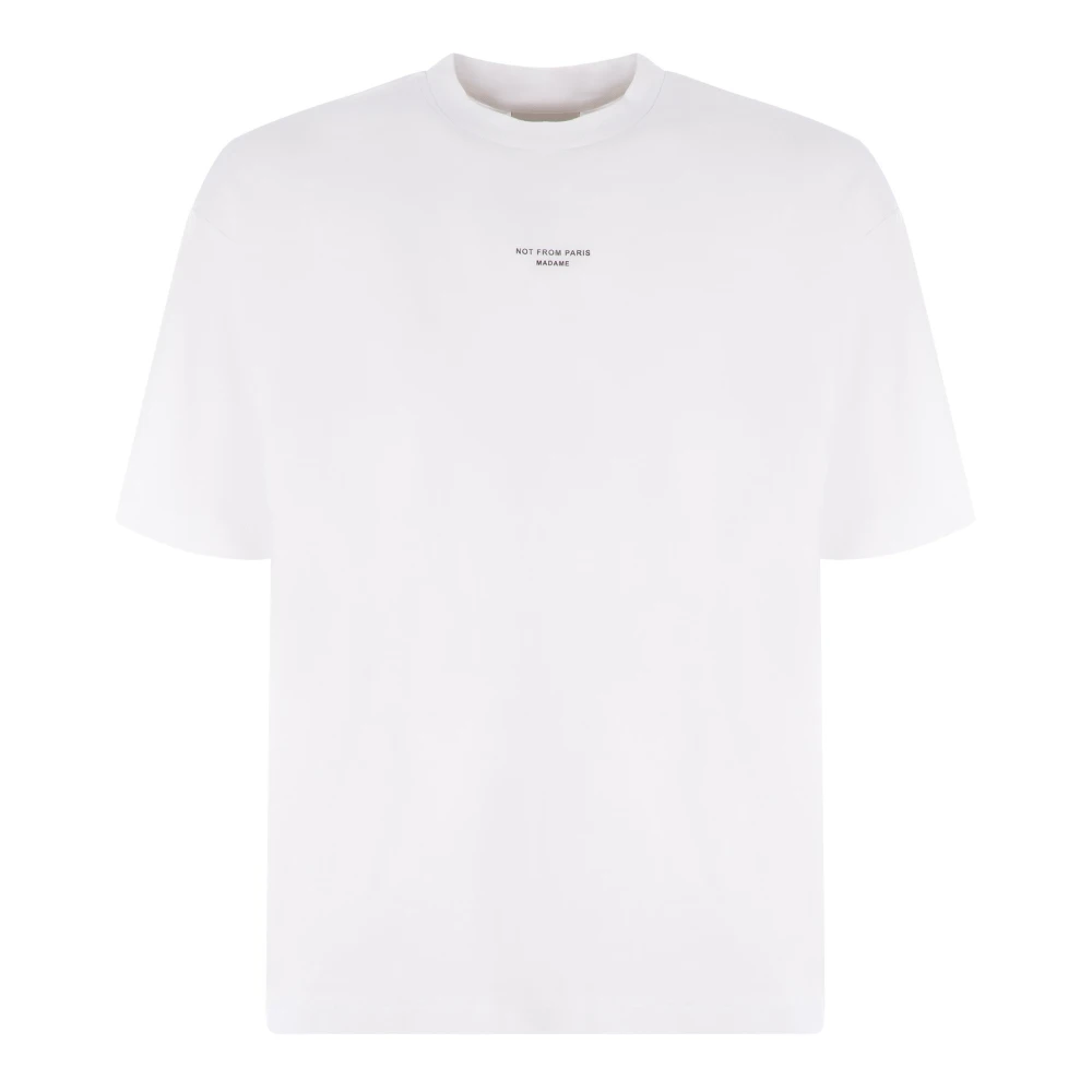 Drole de Monsieur Klassieke Slogan T-shirt Wit Katoen White Heren