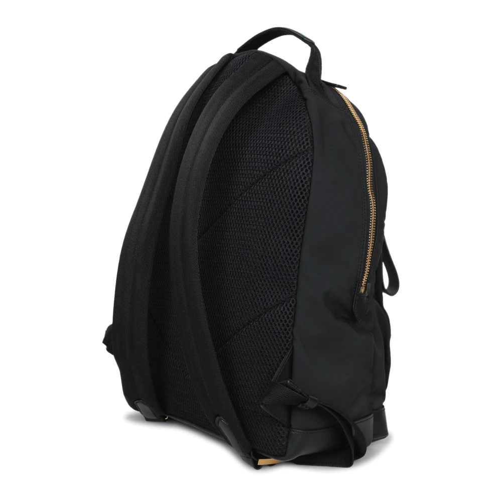 Tom Ford Minimalistische Nylon Rugzak met Gouden Accenten Black Heren