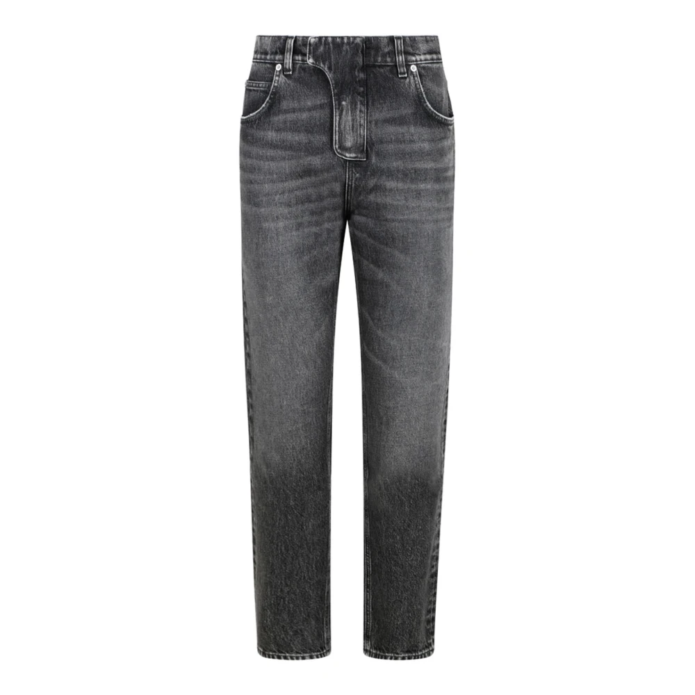 Balmain Gray Dark Grey Regular Jeans With Vintage Label - Male - Slim Fit Jeans - W30 - Jeans