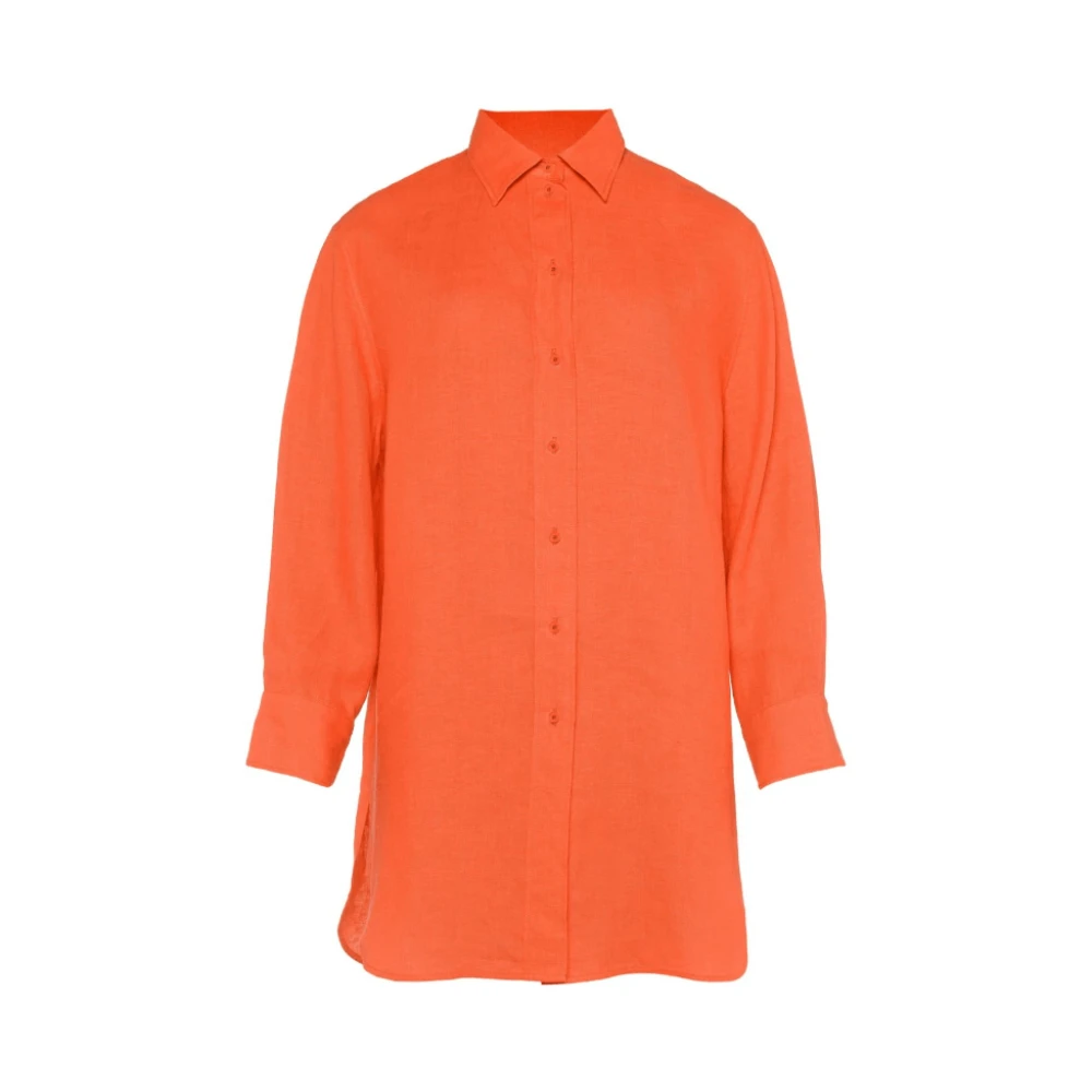 Eres Oranje Linnen Overhemd Klassieke Kraag Orange Dames