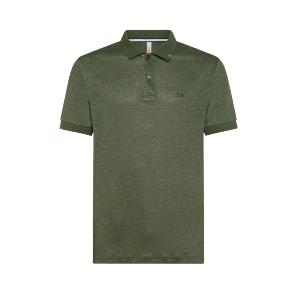 Sun68 Stijlvolle JS Linen Solid Polo Shirt Green Heren