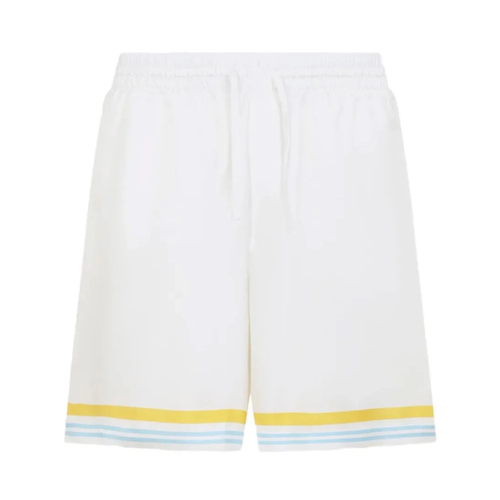 Casablanca Women's White Tennis Landscape Silk Shorts - Training Shorts - M - Sport