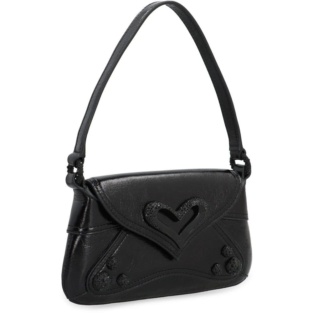 pinko Vintage Leren Tas met Magnetische Flap Black Dames
