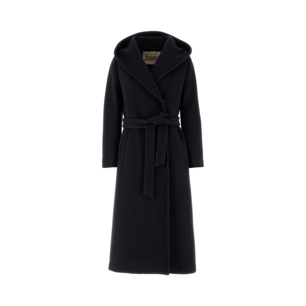 Herno Zachte Faux Fur Jas met Ceintuur Black Dames