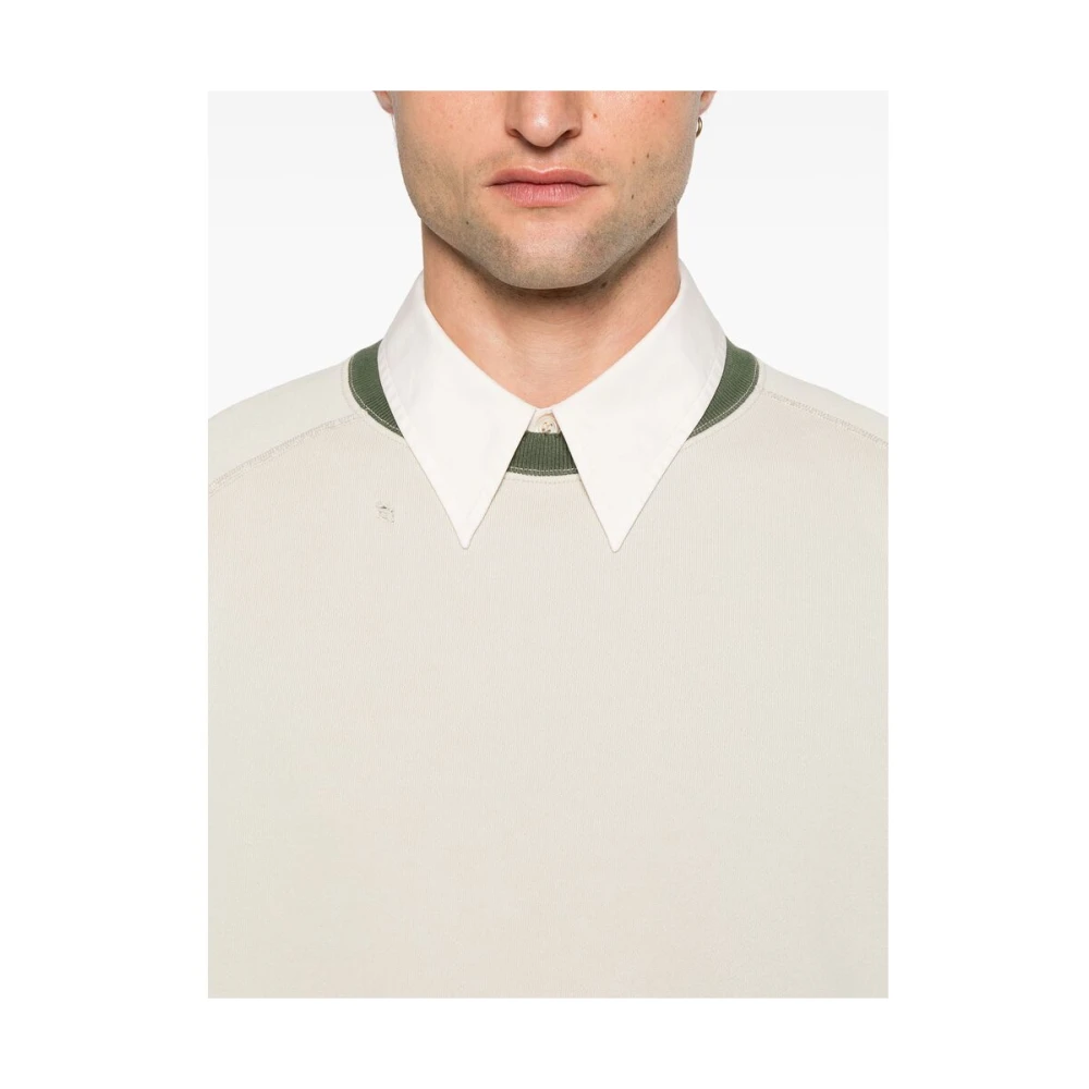 Needles Kleur-Blok Katoenen Trui Beige Heren