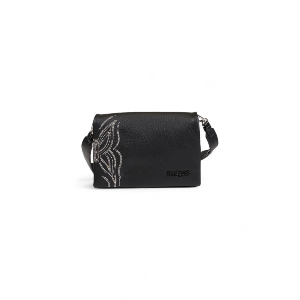 Desigual Zwarte Bedrukte Schoudertas Met Kliksluiting Black Dames