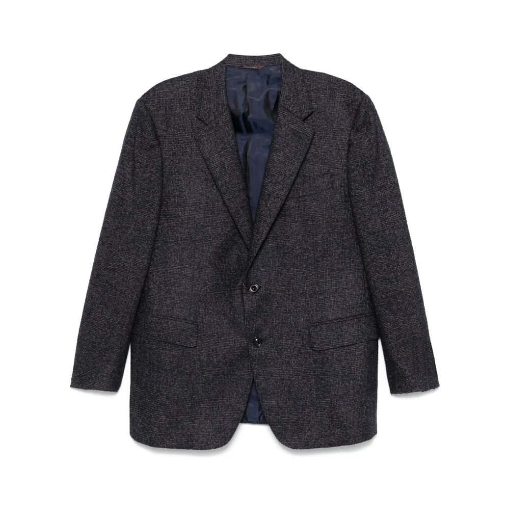 Canali Tweed Jas met Knoopsluiting en Revers Gray Heren