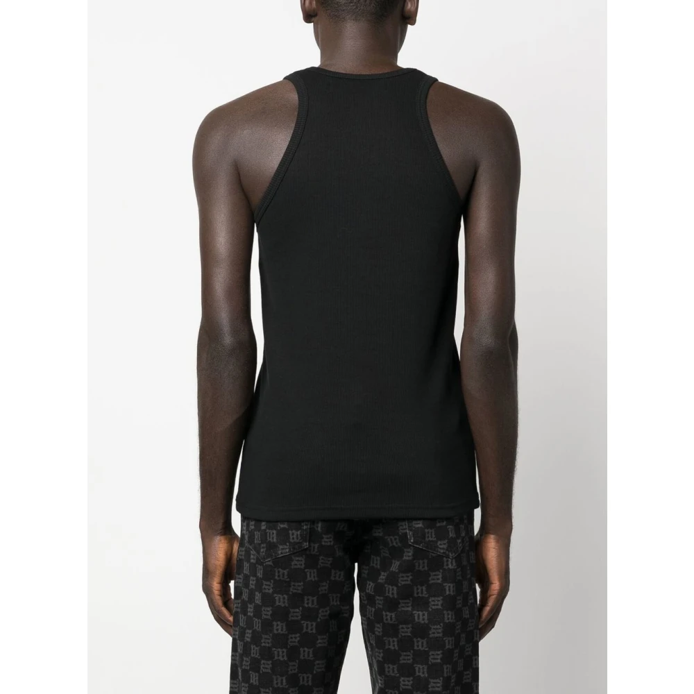Misbhv Zwart Logo Patch Mouwloos T-shirt Black Heren