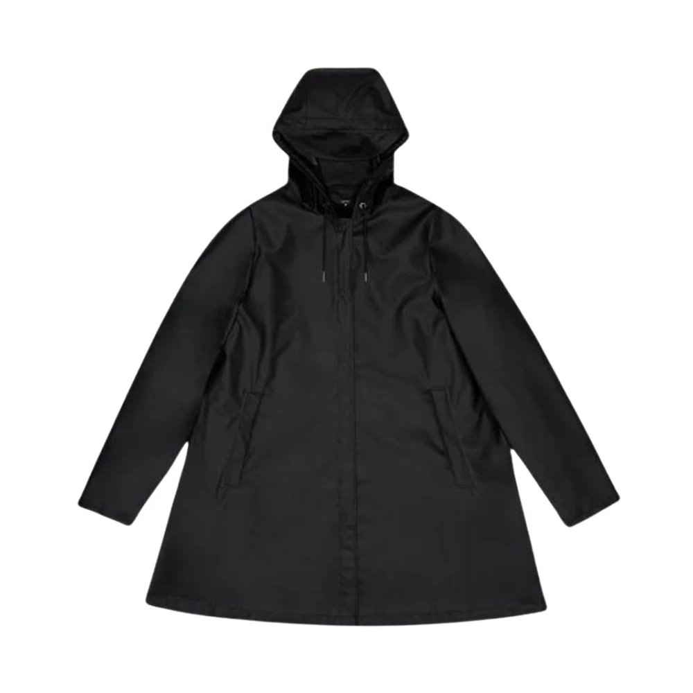 Rains Women's Black Rain Jackets, M, A-Line W Jacket W3