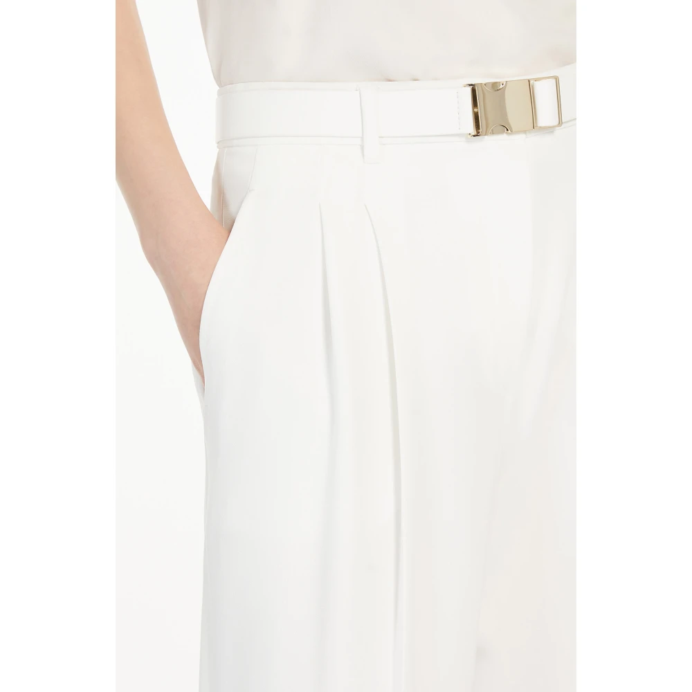 Max Mara Studio Witte Cady Broek met Plooien White Dames