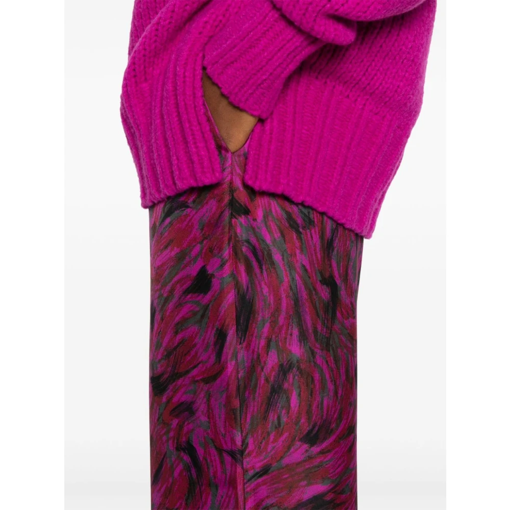Lanvin Fuchsia Zijden Kwaststreep Broek Purple Dames