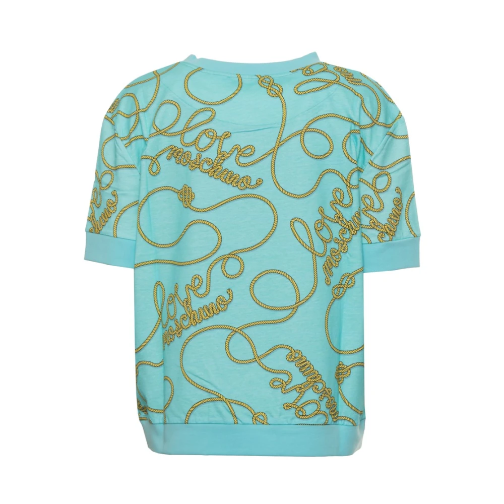 Moschino Logo Katoenen T-shirt voor Vrouwen Blue Dames