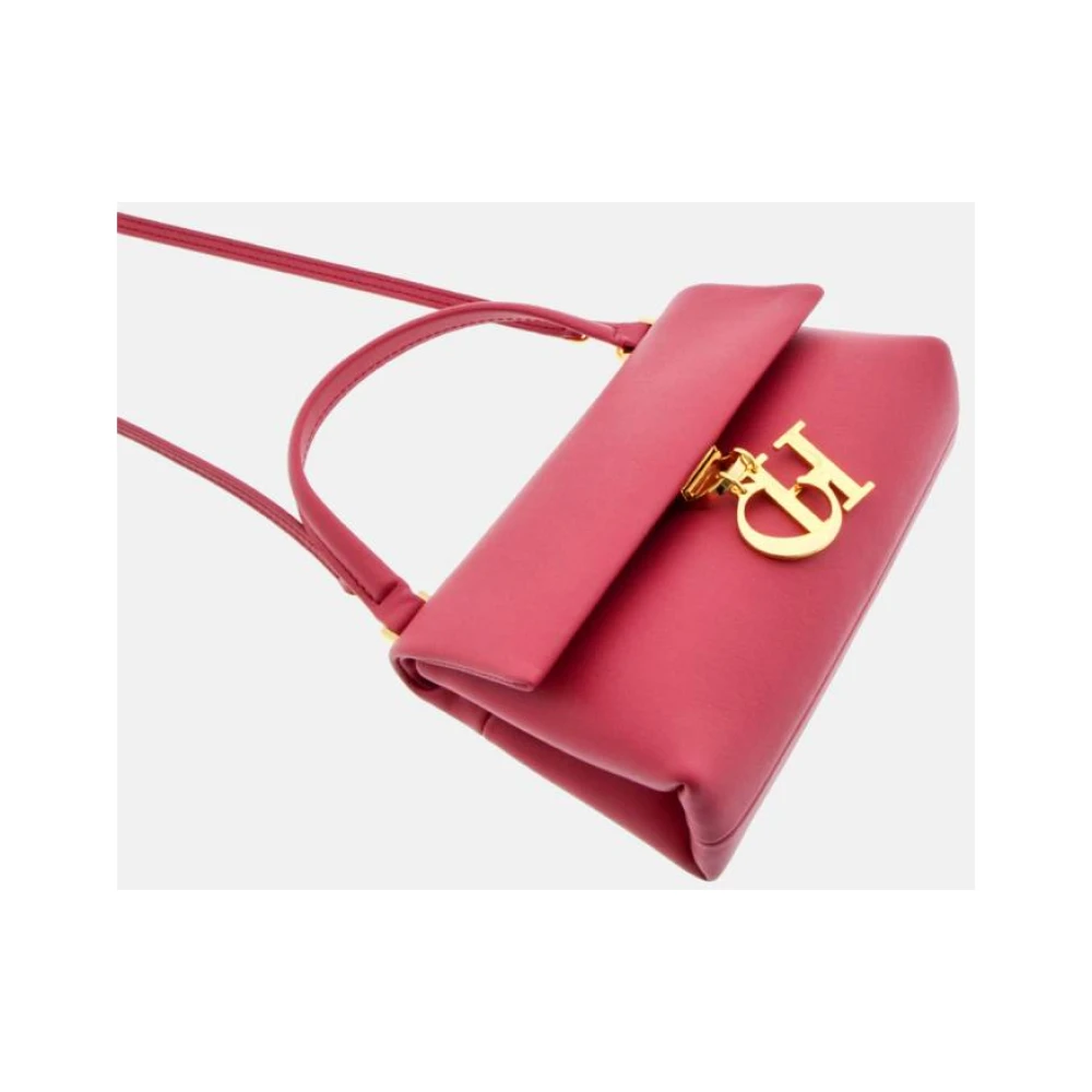 Carolina Herrera Baobab Leren Mini Tas met Gouden Bedel Pink Dames