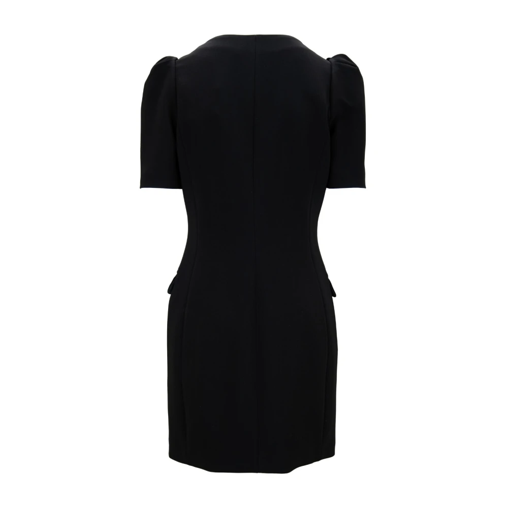 Elisabetta Franchi Korte jurk met pofmouwen en gouden knopen Black Dames