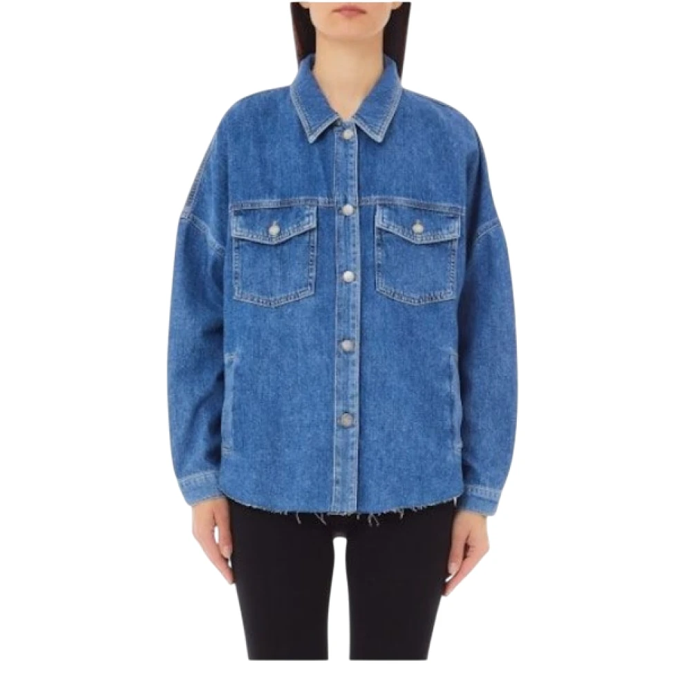Liu Jo Denim shirt met puntkraag Blue Dames