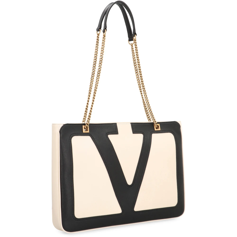 Valentino Superstar Leren Tote met Kettinghandvatten Brown Dames