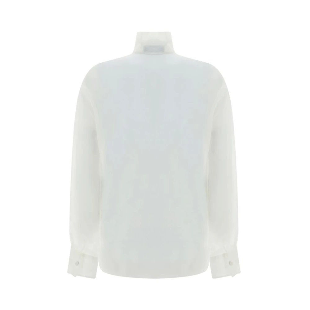 Fendi Zijden V-hals Shirt Asymmetrische Zoom White Dames