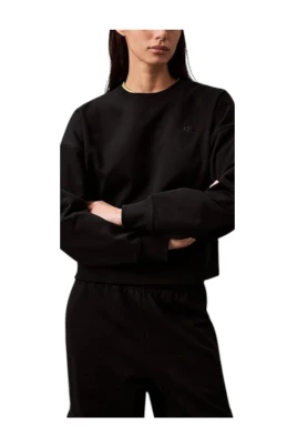 Svart Vävd Label Sweatshirt