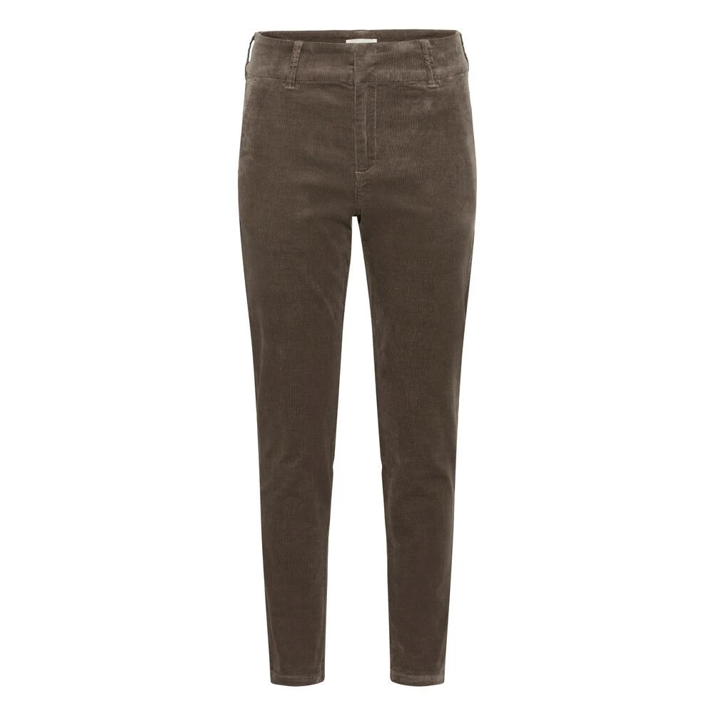 Part Two Gray Casual Corduroy Ankle-Length Trousers - Female - Slim-Fit Trousers - Xs - Trousers