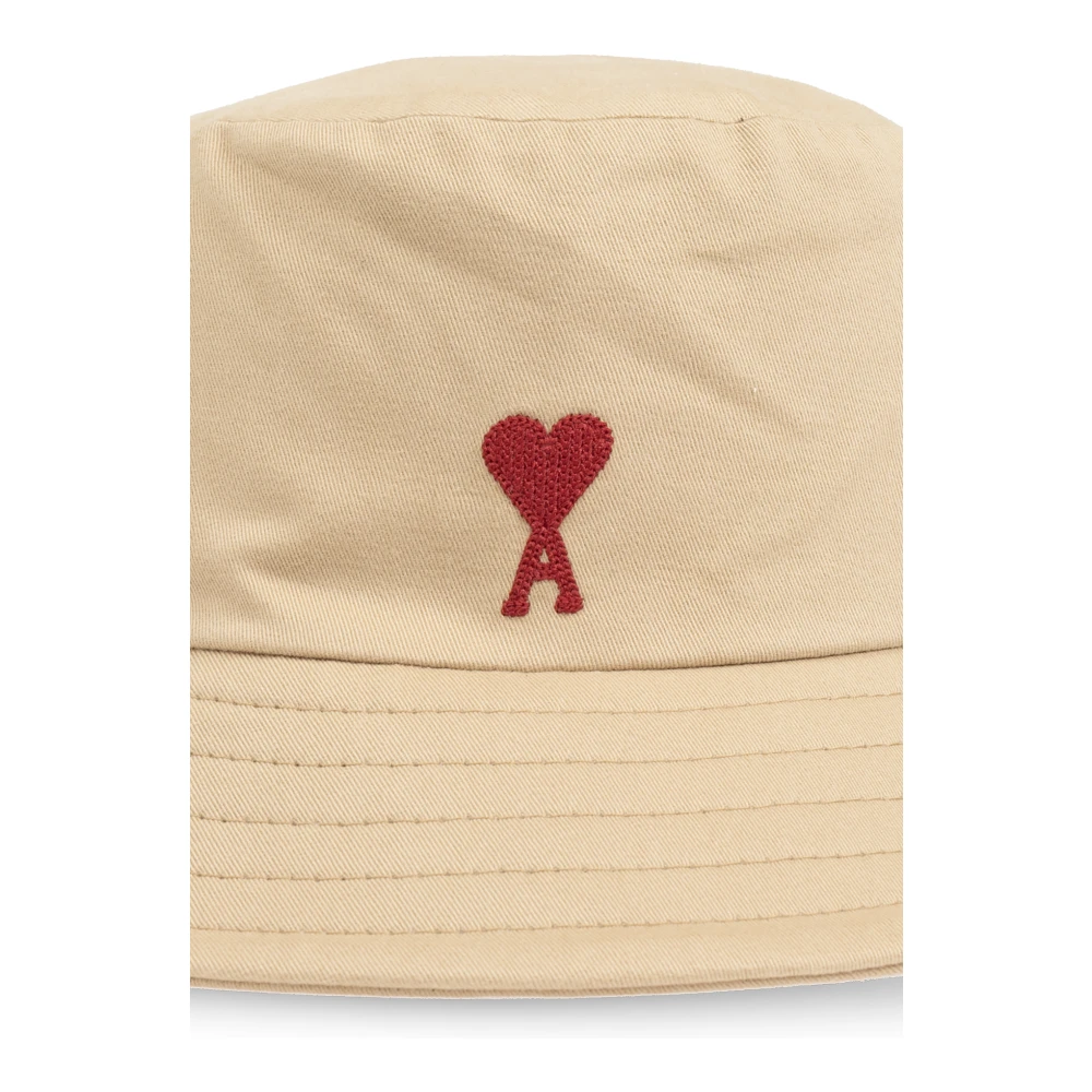 Ami Paris Hoed met logo Beige Unisex