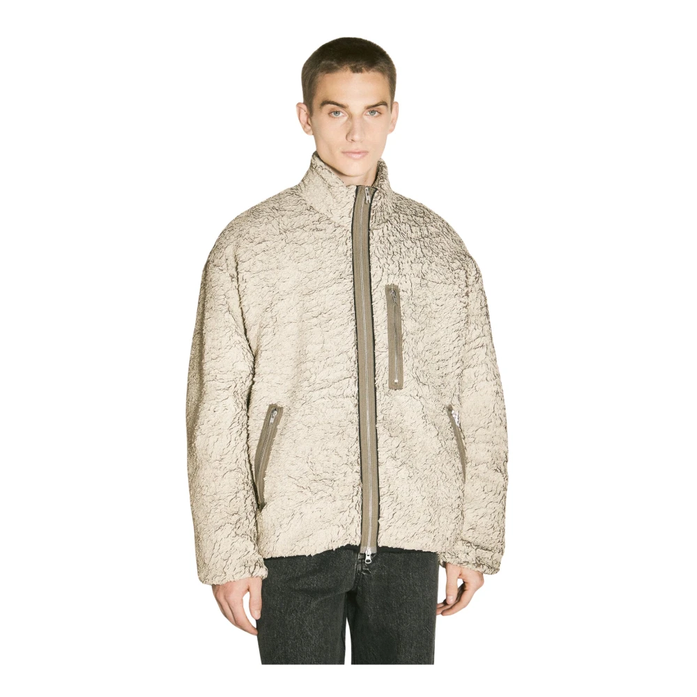 Song For The Mute Men's Beige Light Jackets, Xl, Padded Funnel Track Jacket