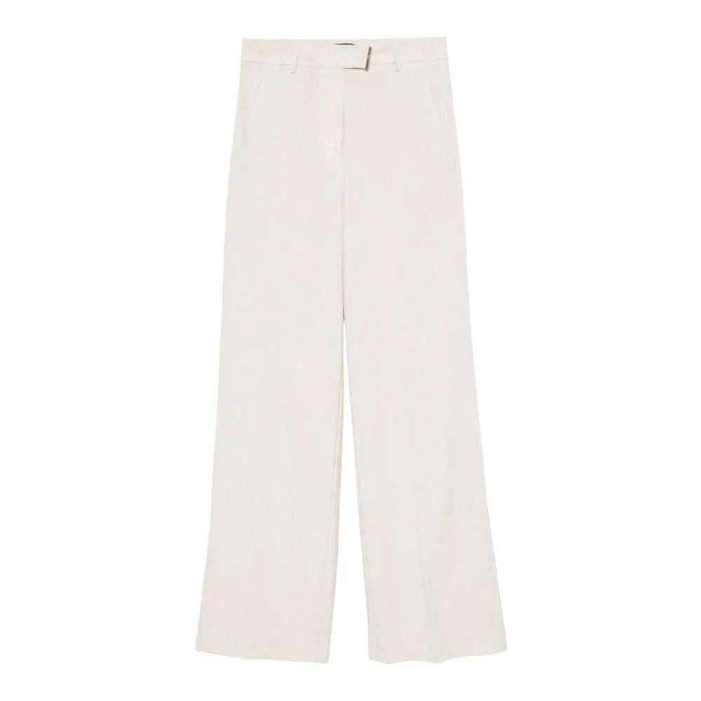 Liu Jo Hoge taille wijde pijpen broek in viscose mix Beige Dames