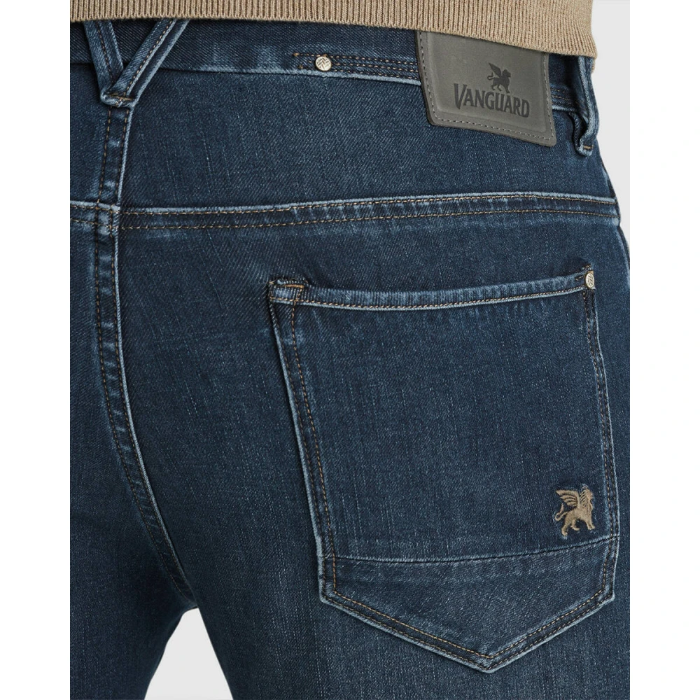 Vanguard Rider Washed Mid Blue Jeans Blue Heren