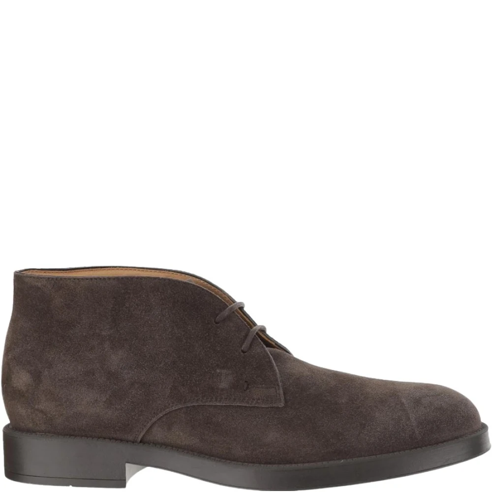 Tod's Men's Brown Lace-Up Boots, 8 Uk, Suede Ankle Boots Lace-Up