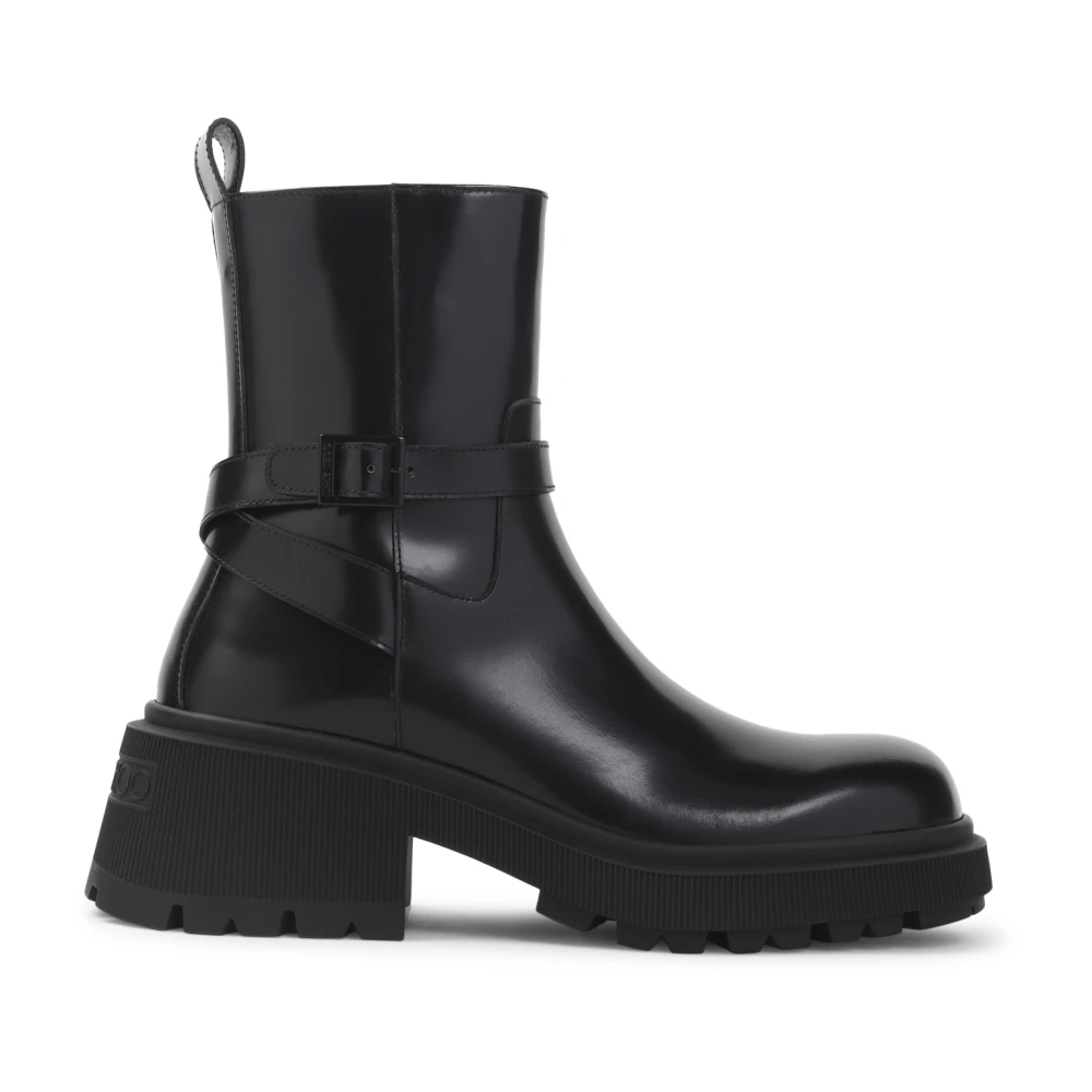 Jimmy Choo , Heeled Boots, Female, Black, 8 Uk, Black Leather Sandals Elevate Style