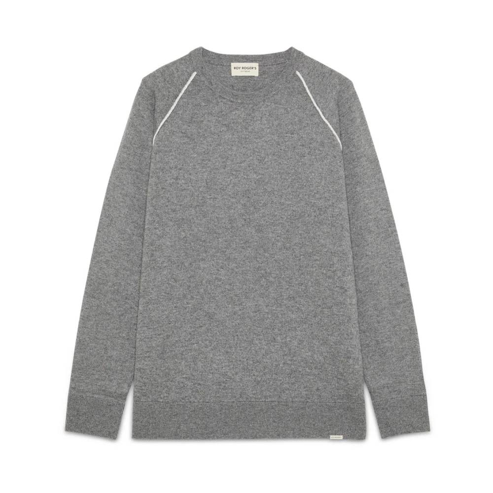 Roy Roger's Men's Gray Clothing Sweatshirts Grey Aw25 - Round-Neck Knitwear - 2XL - Knitwear
