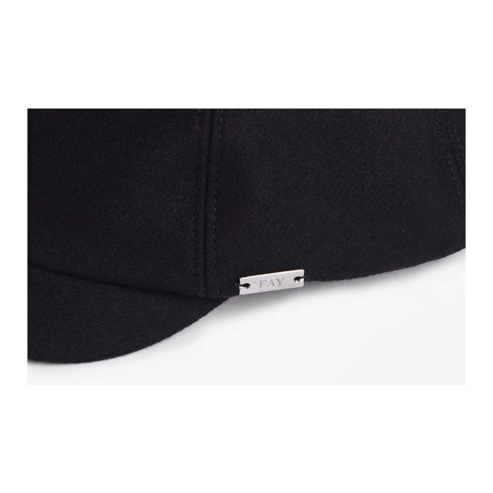 Fay Zwarte wollen blend baret met klep Black Dames
