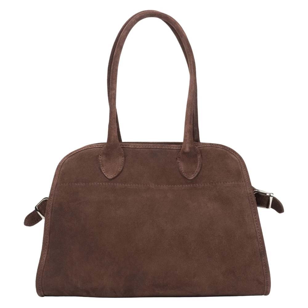 Estro Donkerbruine Satchel Handtas voor vrouwen gemaakt van Premium Italiaans Velours Brown Dames