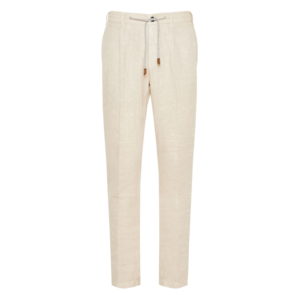 Eleventy Linnen trekkoordbroek Beige Heren