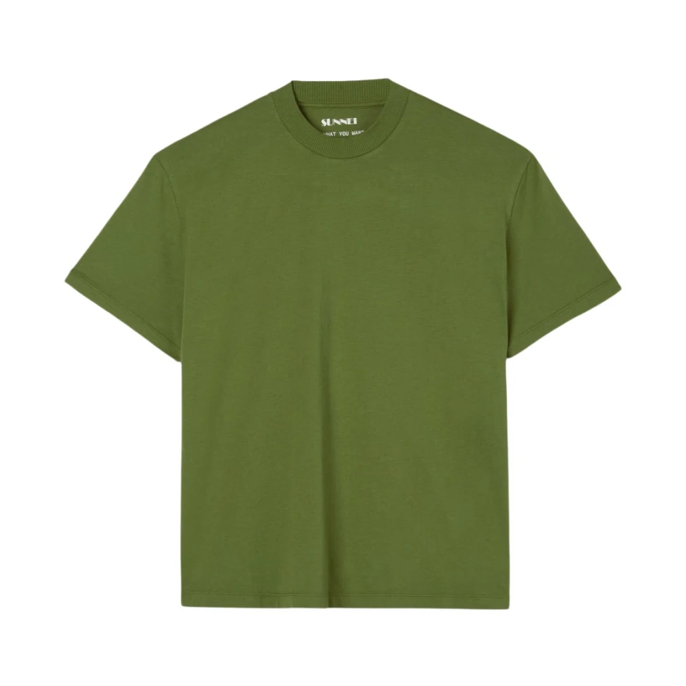 Sunnei Militair groen katoenen T-shirt met strijklogos Green Heren