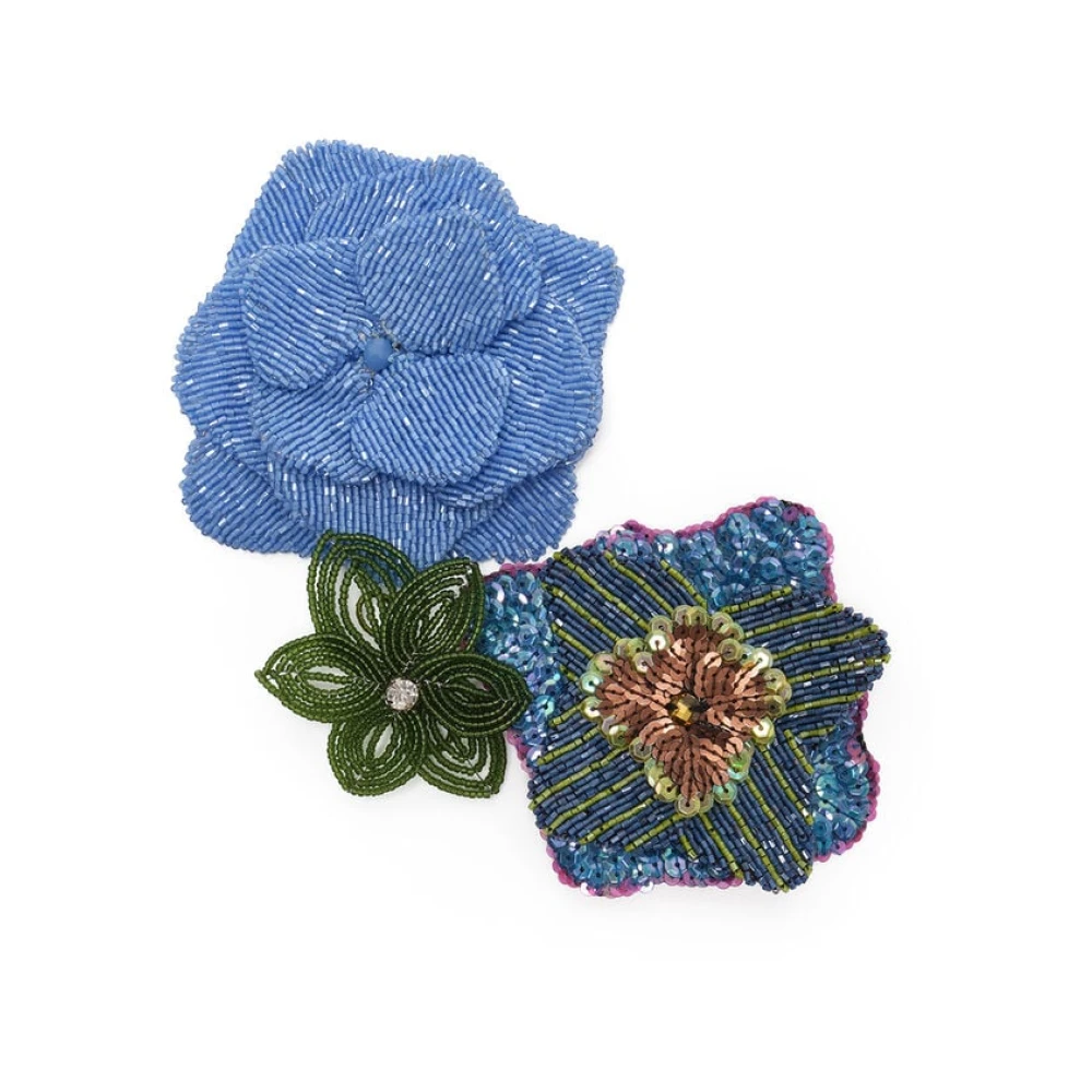 Maliparmi Women's Blue Precious Flower Brooch Set