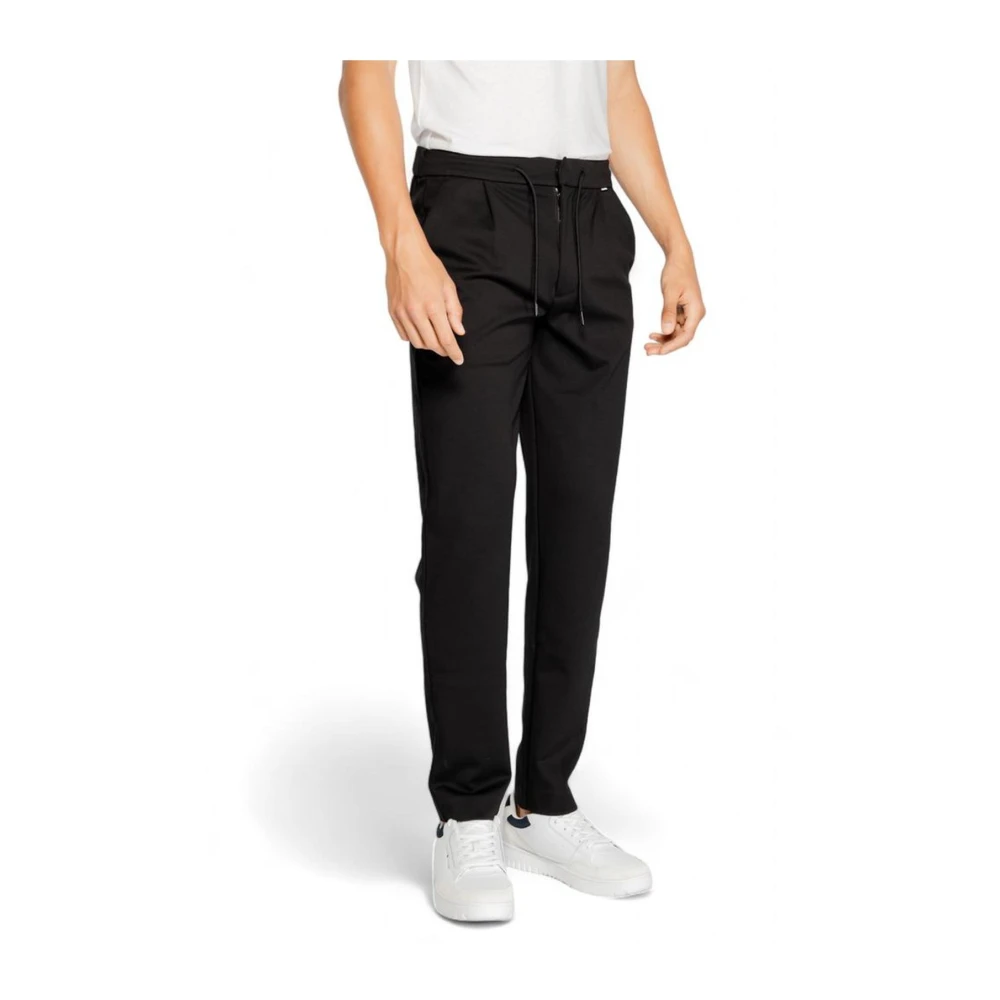 Calvin Klein Zwarte Polyester Viscose Blend Broek Black Heren