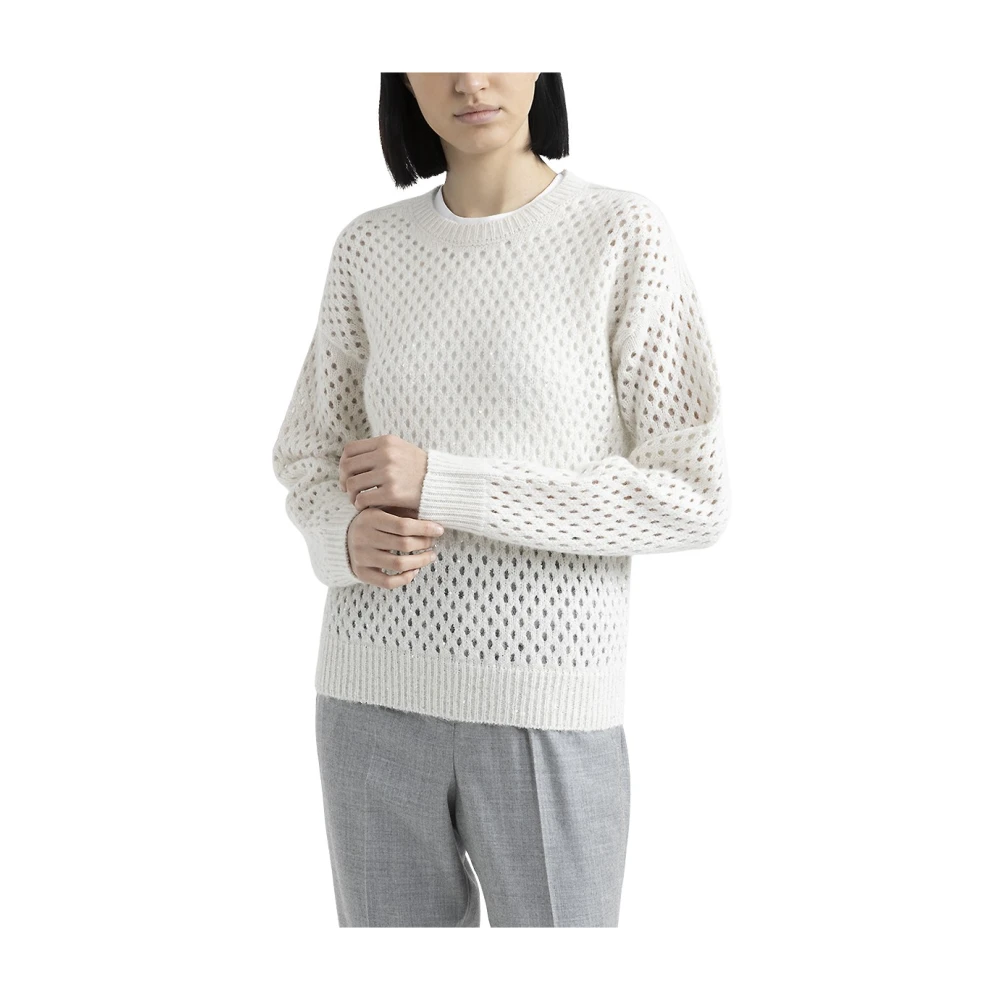 PESERICO Wol zijde kasjmier alpaca trui White Dames