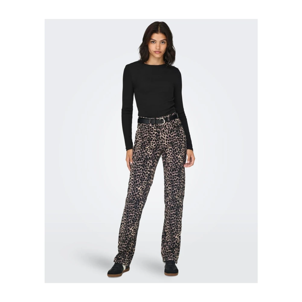 Only Geknoopte lange mouw ronde hals T-shirt Black Dames