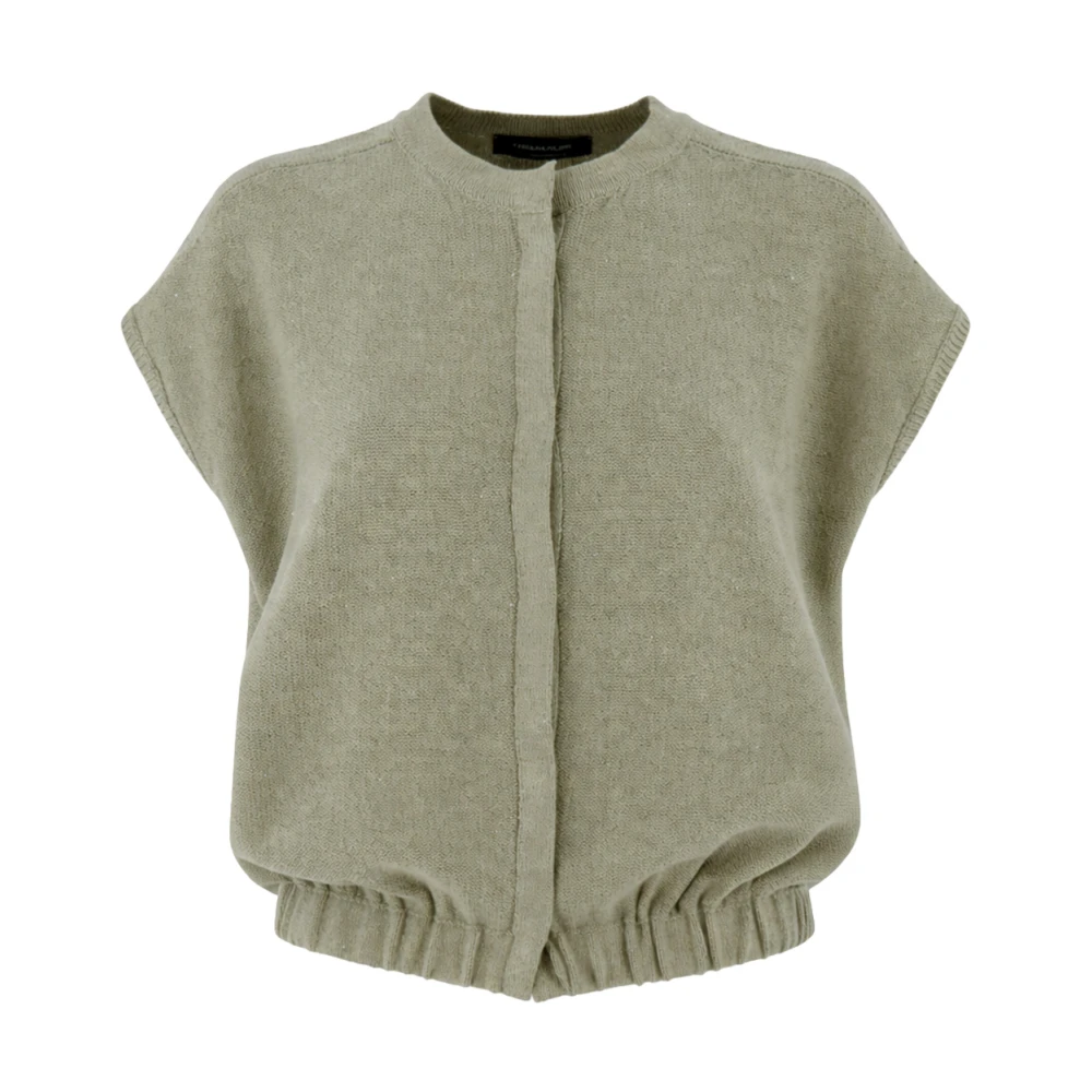 Fabiana Filippi Green Cardigans, Female, M, Cotton And Linen Jumper With Sequins